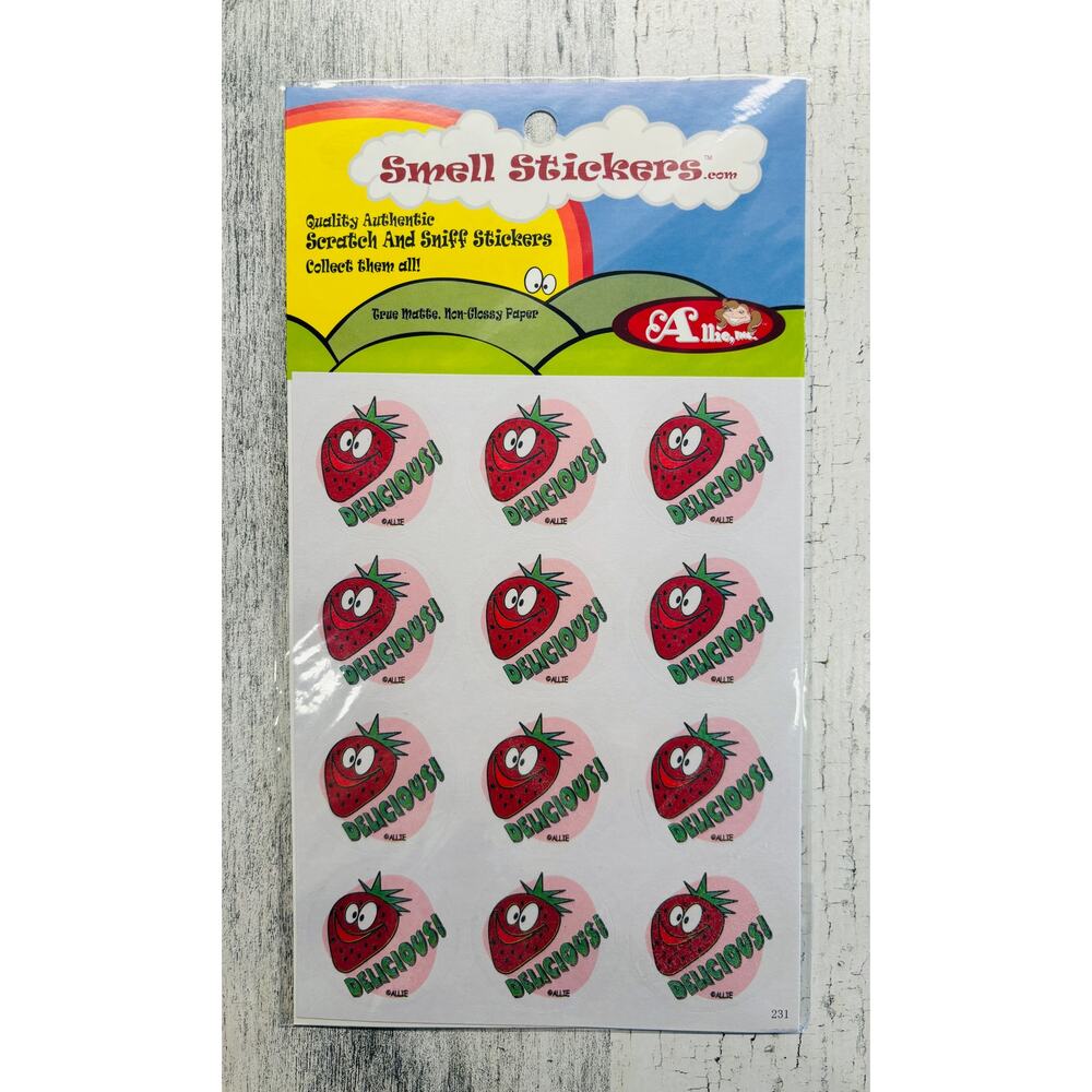 Rare Scratch & sniff happy Allie scented Sticker Matte pack Strawberry